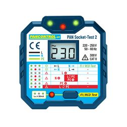 Dugalj teszter +FI-teszt 2P-ellenőrzés 90-250V LED/LCD-kijelzés PAN Socket-Test 2 Pancontrol