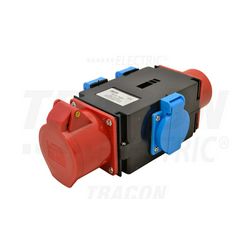 Dugaszoló adapter/elosztó 16A/400V 1x16A5P400V 3x2P+F/230V műanyag fali IP44 fehér TRACON - TICS-1605