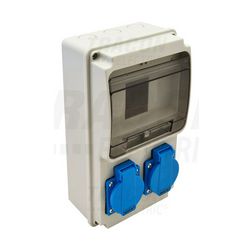 Dugaszoló elosztó 16A/400V 6M 1x16A5P400V 2x2P+F/230V kismegszakító műanyag fali IP44 TRACON - TDB02-6M