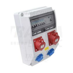 Dugaszoló elosztó 32A/400V 12M 1x16A5P400V 1x32A5P400V 2x2P+F/230V kismegszakító műanyag TRACON - TDB12-12MV