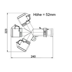 Dugaszoló elosztóadapter 16A/230V 3x16A3P230V műanyag hordozható IP44 szürke PCE - 9432000