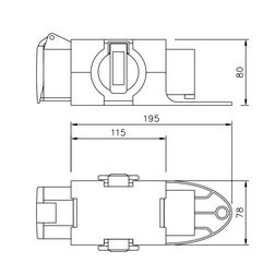 Dugaszoló elosztóadapter 16A/400V 1x16A5P400V 2x16A2P+E/230V műanyag hordozható IP44 PCE - 9430402