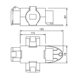 Dugaszoló elosztóadapter 16A/400V 3x16A5P400V műanyag hordozható IP44 PCE - 9430411