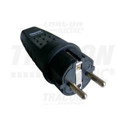 Dugvilla 2P+F 16A egyenes 250V fekete gumi csavaros IP54 TRACON - TICS-012G