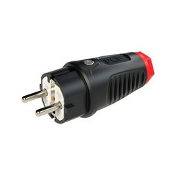 Dugvilla 2P+E piros gyűrűvel földelt 16A egyenes 250V fekete gumi csavaros IP54 Taurus2 PCE - 0521-sr
