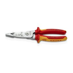 Elektromos szerelőfogó 5funkciós max.d15mm Cu-vágás piros-sárga 0.5-6mm2 körvágó KNIPEX - 1376200ME