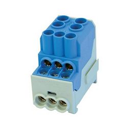 Elosztóblokk 100A kék 6x10+2x25mm2 csavaros kalapsínre UVB100-N LEIPOLD - 080010-1-4