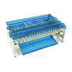 Elosztóblokk moduláris 80A/500VAC/DC 4x16+12x10mm2 nyitható fedéllel 4P 16mm2 TRACON - FLSO16-4P16
