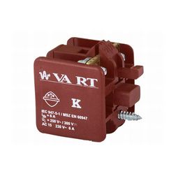 Érintkezőblokk vezérlőkészülékhez előlapra 1-z 1-ny 6A/AC15/230V csavaros VA Elektronika - K