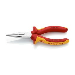 Fél-kerek csőrű fogó 61HRC max.d2,5/1,6m vágóéllel egyenes 160mm szigetelt 1000V KNIPEX - 2506160