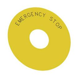 Felirati tábla d22 vészgombhoz EMERGENCY STOP üres sárga kerek 75mm/ SIRIUS ACT SIEMENS - 3SU1900-0BC31-0DA0