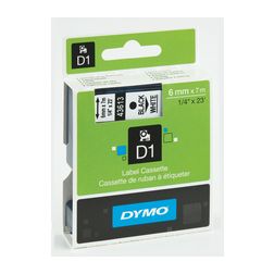 Feliratozó szalag poliészter fehér/ fekete-betű 6mm x 7m UV-álló D1 43613 DYMO - S0720780