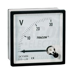 Feszültségmérő analóg táblaműszer 0-30Vméréstartomány DC 1.5-osztály 48mm x 48mm x TRACON - DCVM48-30