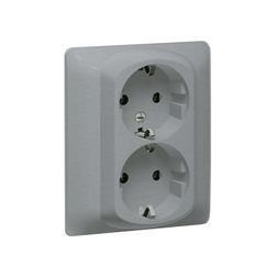 Galea 162/2 dugalj földelt teljes fedlappal alumínium IP20 süllyesztett rugós LEGRAND - 771330