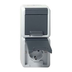 162/2 földelt dugalj csapófedéllel szürke IP44 falonkívüli GIRA - 478030