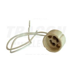 Halogén foglalat 10cm vezetékkel 230VAC G5.3 GU10 beépíthető kerámia/fém szürke csavaros TRACON - TGU-10