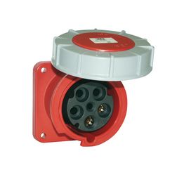 Ipari dugalj beépíthető 3P+N+E 125A 400V(50+60Hz) piros egyenes IP67 műanyag 6h-pozíció PCE - 345-6