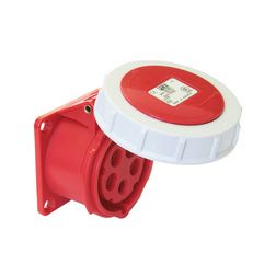 Ipari dugalj beépíthető 3P+N+E 16A 400V(50+60Hz) piros egyenes IP67 műanyag 6h-pozíció PCE - 3152-6