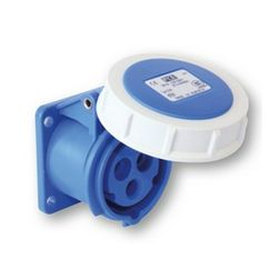 Ipari dugalj beépíthető 2P+E 32A 230V(50+60Hz) kék egyenes IP67 műanyag 6h-pozíció csavaros PCE - 3232-6