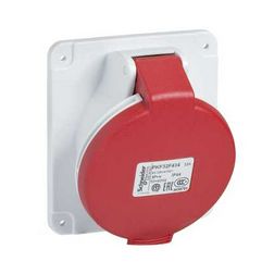 Ipari dugalj beépíthető 3P+E 400V(50+60Hz) piros ferde 32A IP44 műanyag PratiKa Schneider - PKF32F434