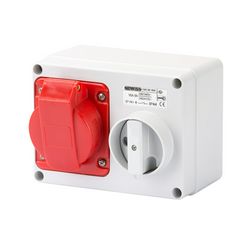 Ipari dugalj ráépíthető 3P+N+E mechanikai reteszelés 16A IP44 380-415V(50+60Hz) piros IB GEWISS - GW66009