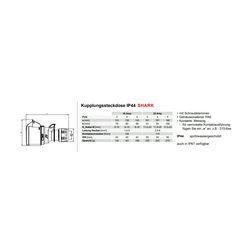 Ipari dugalj lengő 3P+N 16A 400V(50+60Hz) piros egyenes IP44 műanyag 6h-pozíció Shark PCE - 214-6x