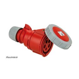 Ipari dugalj lengő 3P+N 16A 400V(50+60Hz) piros egyenes IP67 műanyag 6h-pozíció Shark PCE - 2142-6