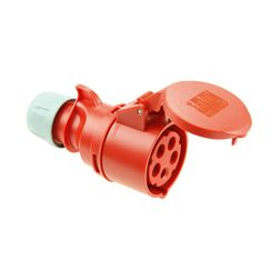 Ipari dugalj lengő 3P+N+E 32A/5P 400V(50+60Hz) piros egyenes IP44 műanyag 6h-pozíció Shark PCE - 225-6