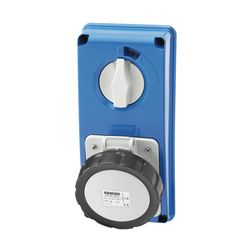 Ipari dugalj ráépíthető 3P+N+E mechanikai reteszelés 32A IP67 500V(50+60Hz) fekete műanyag 7h-pozíció IB GEWISS - GW66322N