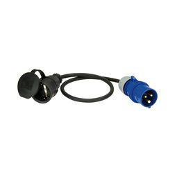 Ipari dugvilla lengő 2P+E lakókocsi adapter 16A 230V(50+60Hz) kék IP44 műanyag csavaros PCE - 9007