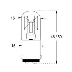 Jelzőlámpa izzó cső alakú 220-260V 23mA 6W BA15d fehér 2000h B5036 ORBITEC - 118781
