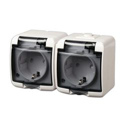 Junior 162/2 dugalj földelt komplett házban csapófedéllel gyerekzárral fehér IP44 ANCO - 321346