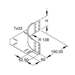 Kábeltálca sarokösszekötő 60mm-ma szalaghorganyzott acél funkciómegtartó REK 60 Niedax - 4013339227600