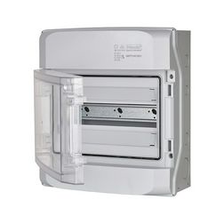 Kiselosztó 63A/400VAC PE/N-sínnel IK08 1x 12M falon kívüli szürke IP65 átlátszó teli ajtó NEPTUN12EU F-TRONIC - 7270009