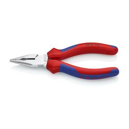 Kombinált fogó hegyes 61HRC max.d16/8/3/2mm-vágás króm piros-kék 145mm KNIPEX - 0825145