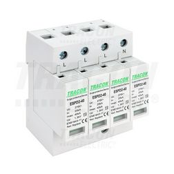 Túlfeszültséglevezető dugaszolható betéttel 3P+N T2 TN-C-S 400V/AC 40kA 4M TRACON - ESPD2-40-4P