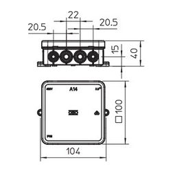 Kötődoboz falonkívüli műanyag 100mm x 100mm 40mm szürke IP55 A 14 OBO-BETTERMANN - 2000378