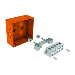 Kötődoboz falonkívüli tűzálló műanyag 100mmx 100mm 61mm IP66 E90-tűzálló narancs KSK KOPOS - KSK 100_PO