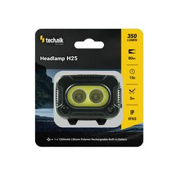 LED fejlámpa 350lm 80m 15h 1,2Ah/Li-ion USB-C IP65 1x tölthető akku teleppel műanyag Technik - MT-H25
