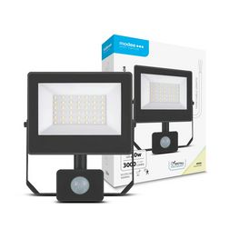 LED fényvető 10m PIR-érzékelős 30W 220-240V AC 3000lm 4000K fekete alumínium IP65 A3-series Modee - ML-FLS4000K30WSA3N