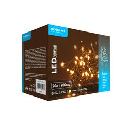 LED karácsonyi füzér 200LED/20m műanyag tápegység-dugóval 8mód kültéri 10db/m fehér-fényű Modee - ML-C2004