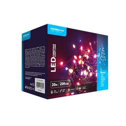 LED karácsonyi füzér 200LED/20m műanyag tápegység-dugóval 8mód kültéri 10db/m RGB-fényű AC Modee - ML-C2006