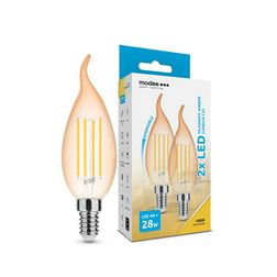 LED lámpa B35 DIM gyertya filament 4W- 28W E14 300lm 818 DIM 220-240V AC 15000h 320° 1800K Modee 2db/csomag NEM BONTHATÓ ! - ML-CFAFL1800K4WE14DB2