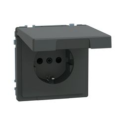 Merten D-Life 162 dugalj földelt csapófedéllel gyerekzárral antracit IP44 süllyesztett Schneider - MTN2314-6034