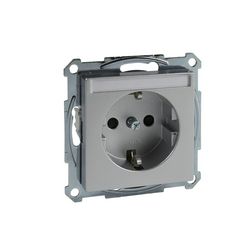 Merten-SM 162 dugalj földelt gyerekzárral alumínium IP20 süllyesztett rugós Schneider - MTN2302-0460