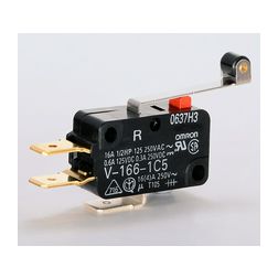 Mikrokapcsoló hosszú lemezkar-görgő műanyag 1v 4A/AC15/230V IP40 V-166-1C5 BY OMI OMRON - 109456