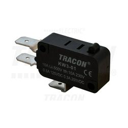 Mikrokapcsoló kúpos nyomórudas műanyag 1v 2A/AC15/230V IP00 csúszó érintkező KW TRACON - KW3-01