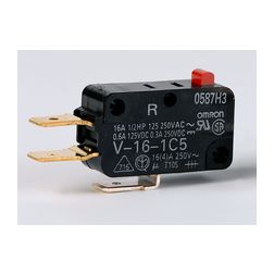 Mikrokapcsoló nyomóbütyök műanyag 1v 4A/AC15/230V IP40 csúszó érintkező V-16-1C5(R) OMRON - 109504