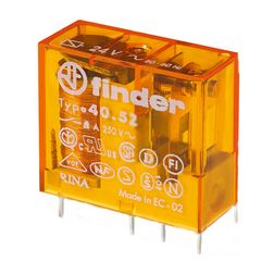 Miniatűr relé NYÁK/dugasz 8A 2v 8A 24V50Hz monostabil IP67 40.52.8.024.0001 FINDER - 405280240001