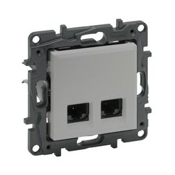 NiloéStep adatcsatlakozó dugalj STP 2xRJ45 8(8) Cat6A(IEC) alumínium LEGRAND - 863370